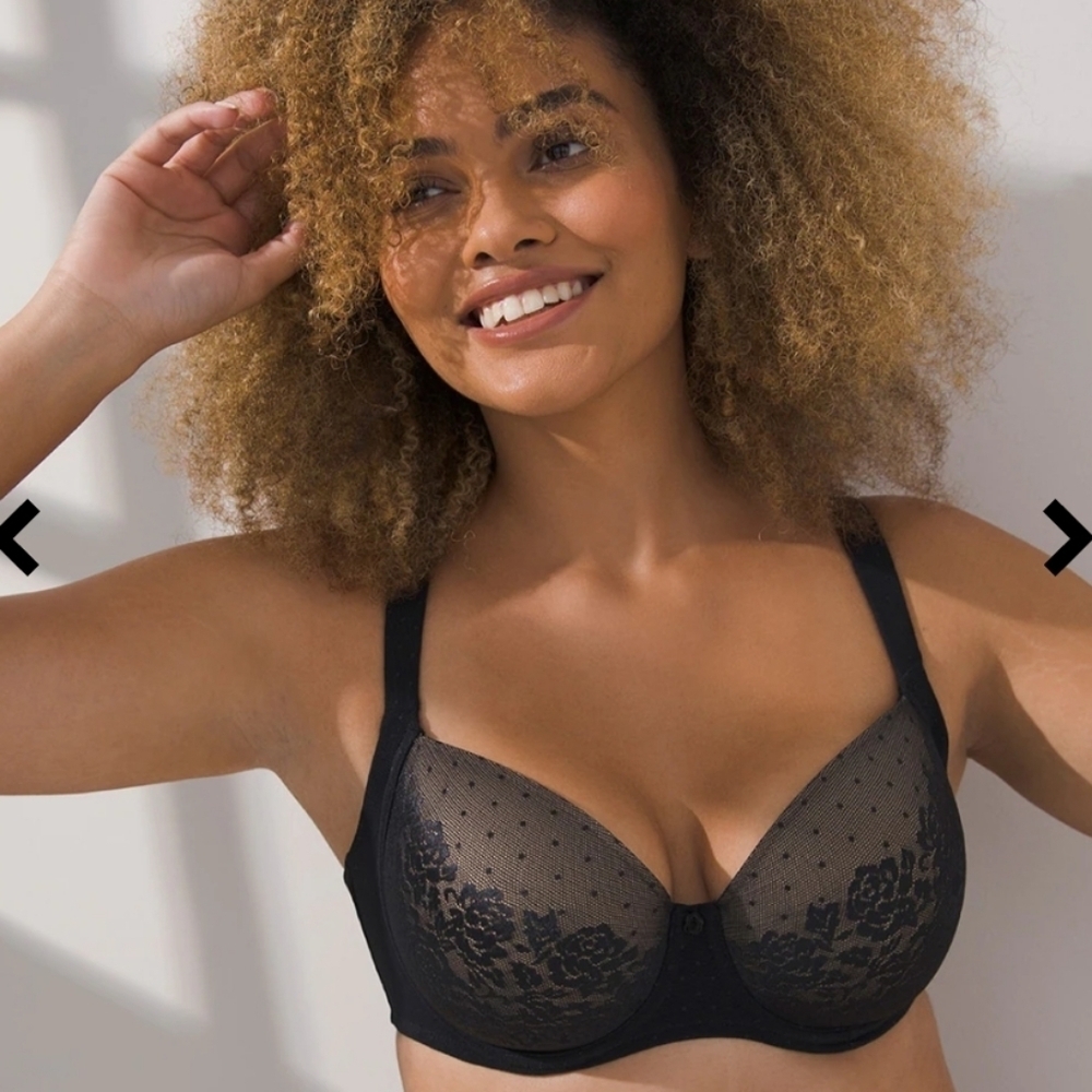 Soma Stunning Support Full Coverage Bra 32DD Black and Nude Lace - Picture 2 of 8